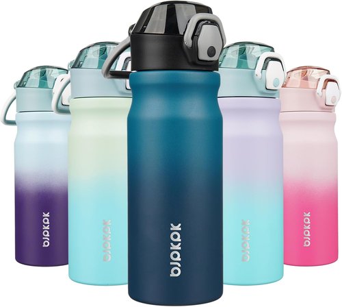 BJPKPK 18oz Insulated Water Bottle - BPA Free Stainless Steel, Leak Proof with Lockable Flip Lid | Indigo Black