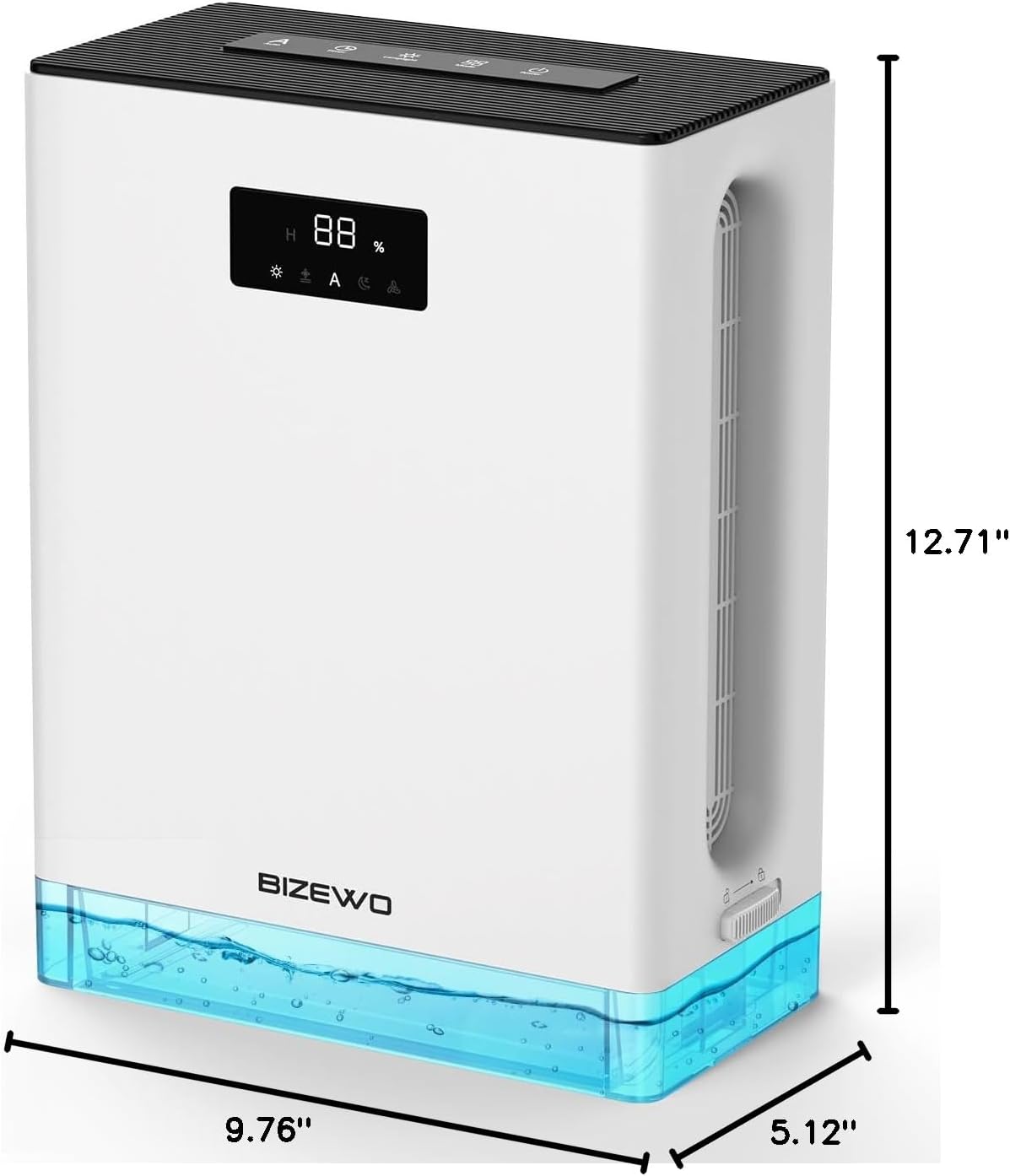 BIZEWO Dehumidifier - Quiet Home Dehumidifier for 980 Sq.Ft | 101 Oz Water Tank, Auto Shut Off & 7 Colors Ambient Light