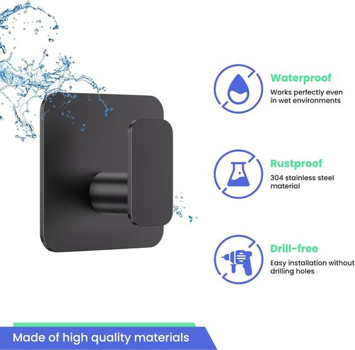 Aikzik Heavy-Duty Adhesive Hooks - Waterproof & Rustproof Wall Hooks for Bathroom, Kitchen, 4 Pack