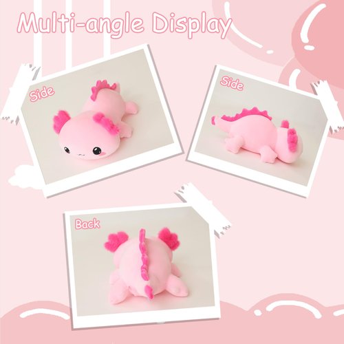 SQEQE Weighted Axolotl Plush, Weighted Axolotl Stuffed Animal, Cute Plushies Soft Pink Pillow Toy Gift for Kids Adults 9.8 Inch, 0.8 lbs