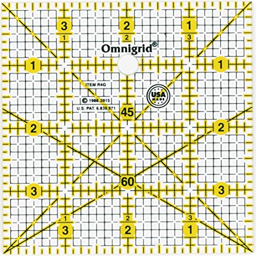 Omnigrid 4-Inch Square Quilting Ruler - Non-Slip Acrylic Grid for Sewing