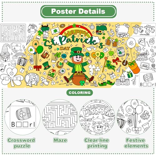 St. Patrick's Day Jumbo Coloring Poster 30"x72" - Fun Party Activity