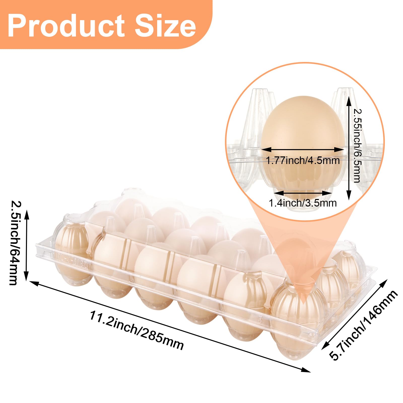 LOYORTY 50PCS Plastic Egg Cartons,18 Count Reusable Egg Carton Cheap Bulk, 3x6 Grids Clear Empty Eggs Cartons for Family, Farm, Markets