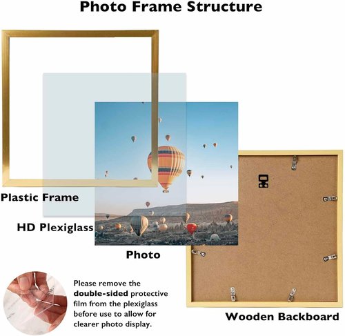 JCJMY 13x13 Gold Picture Frame - Wall Hanging for Horizontal or Vertical Display | Shatter-Resistant Plexiglass