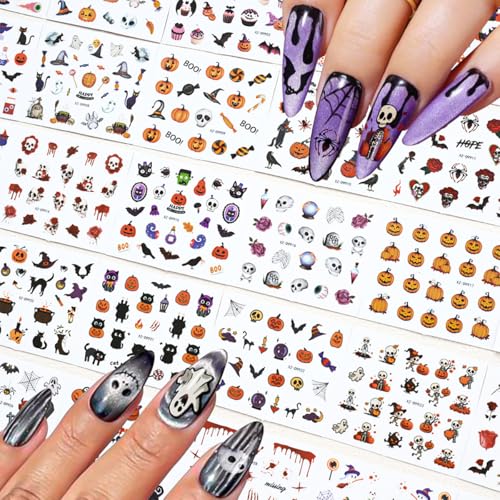30 Sheets Halloween Nail Art Stickers 3D Self-Adhesive Gothic Decals