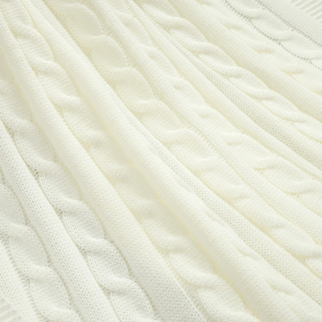 Lush Decor Cable Soft Knitted Baby/Toddler Blanket, 40" x 30", White
