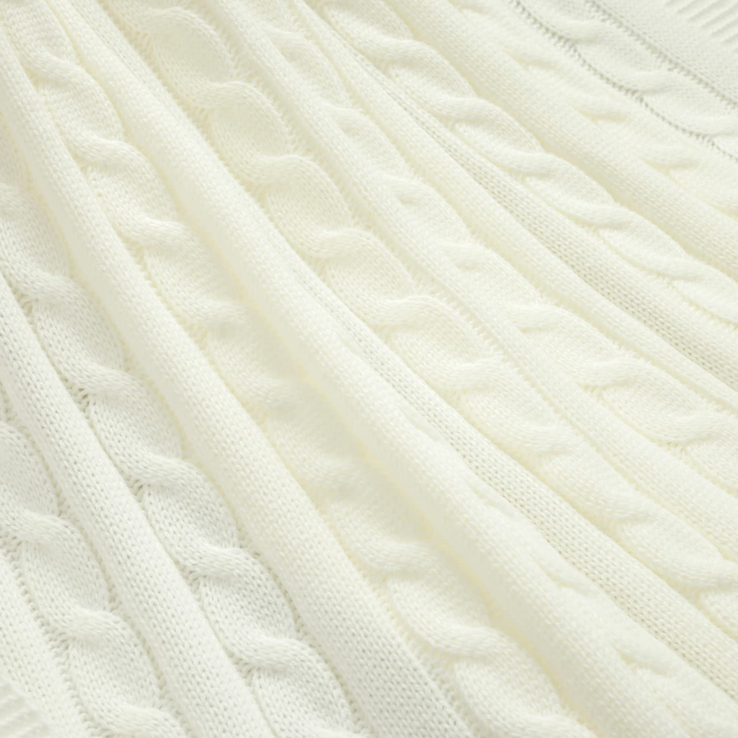 Lush Decor Cable Soft Knitted Baby/Toddler Blanket, 40" x 30", White