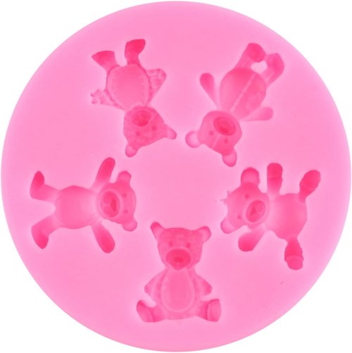 Bear Silicone Fondant Mold - Set of 5 Bear-Shaped Chocolate Candy Molds for Cake Decoration