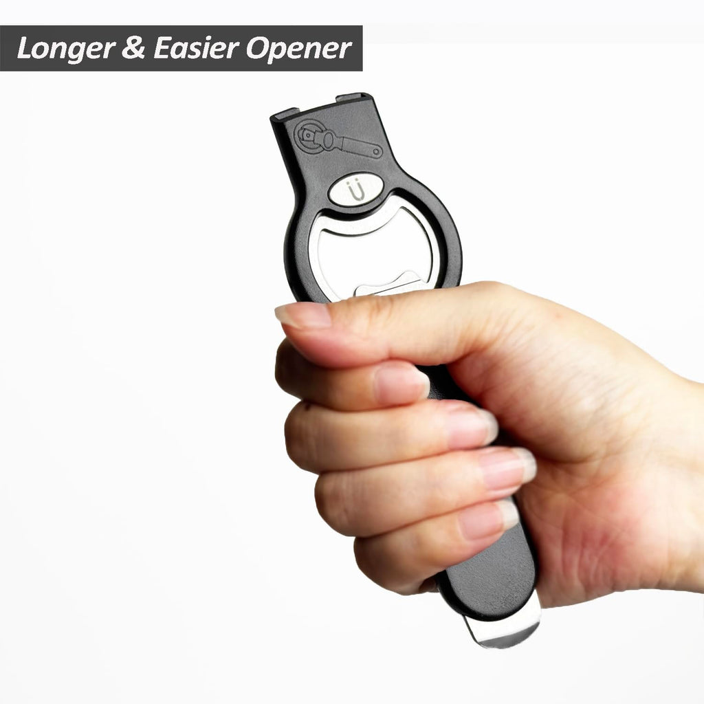 2-in-1 Magnetic Soda Can & Beer Bottle Opener-Dual Magnets for Fridge & Cap Catcher, Heavy Duty Stainless Steel, Perfect for Big Hands,Long nails, RV, Bartender, Gift for Father, Black, Openpro 1 Pack