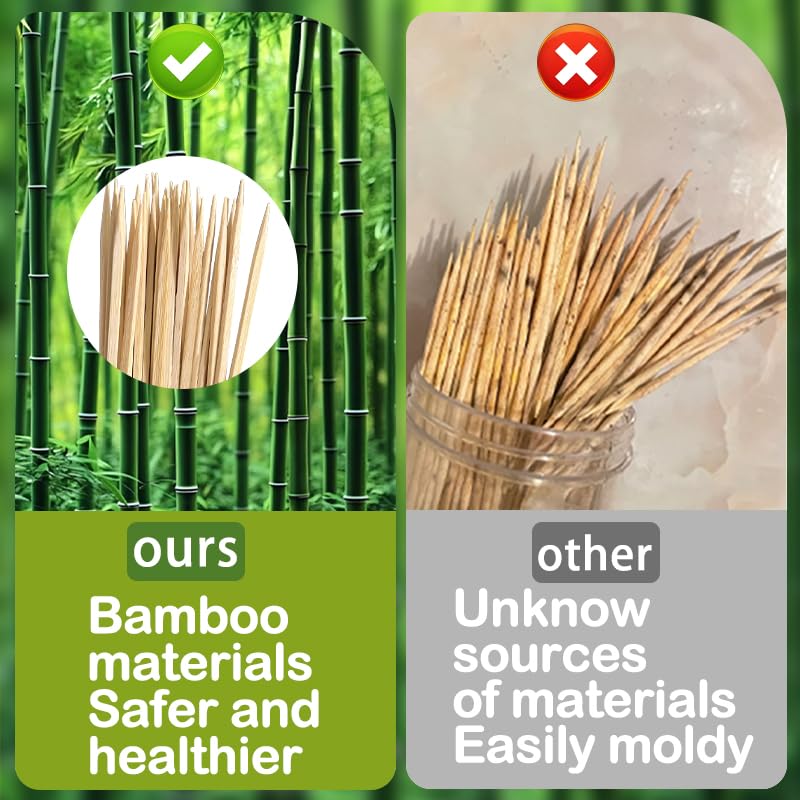 8 Inch Bamboo Skewers - 200 Pcs Natural Paddle Picks for Appetizers