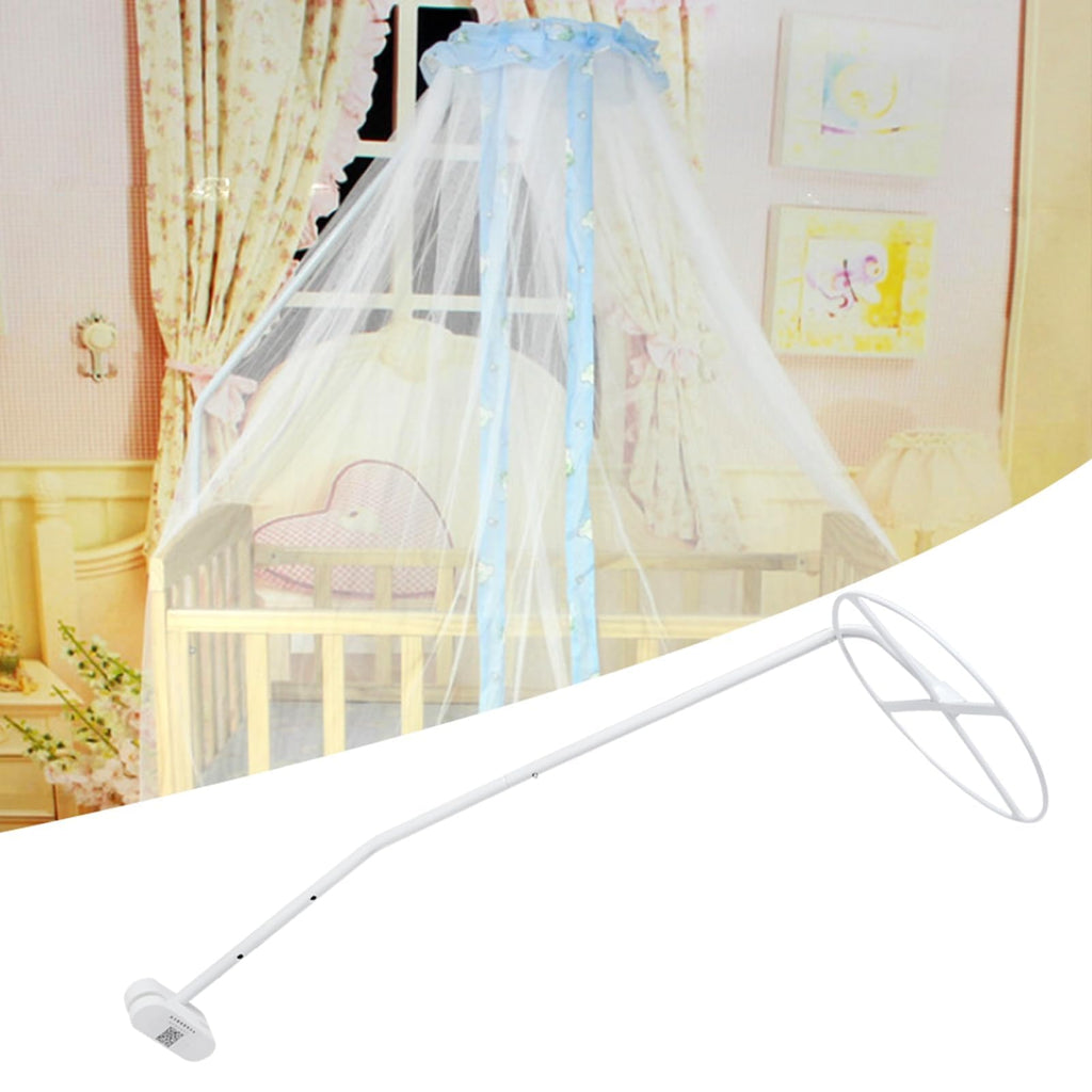 Adjustable Clip On Crib Canopy Holder, 0.9m/2.95ft Baby Net Support Rack for Crib Cot Bed, Easy Install Mosquito Net Stand for Nursery, Universal Crib Conversion Accessories (White)