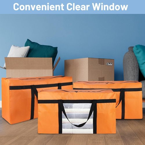 CIVJET Extra Large Heavy-Duty Moving Bags - 6 Pack with Reinforced Zippers & Handles | Ideal for Clothes Storage & Camping Essentials