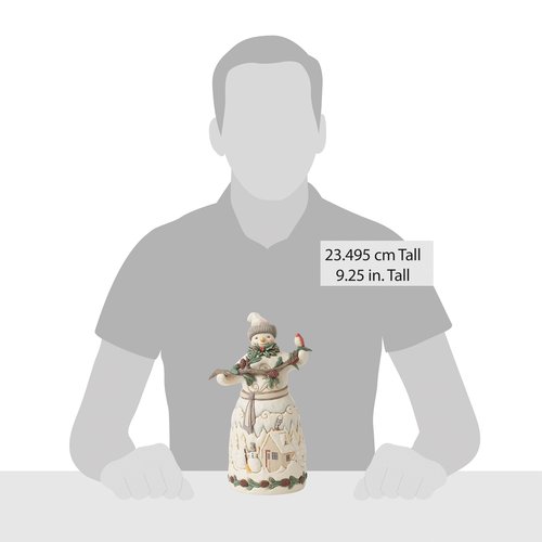 Enesco Jim Shore Heartwood Creek White Woodland Snowman with Pine Garland Figurine- Resin Hand Painted Crafted Collectible Decorative Figurines Christmas Home Decor Sculpture Statue Gift, 9.2 Inch
