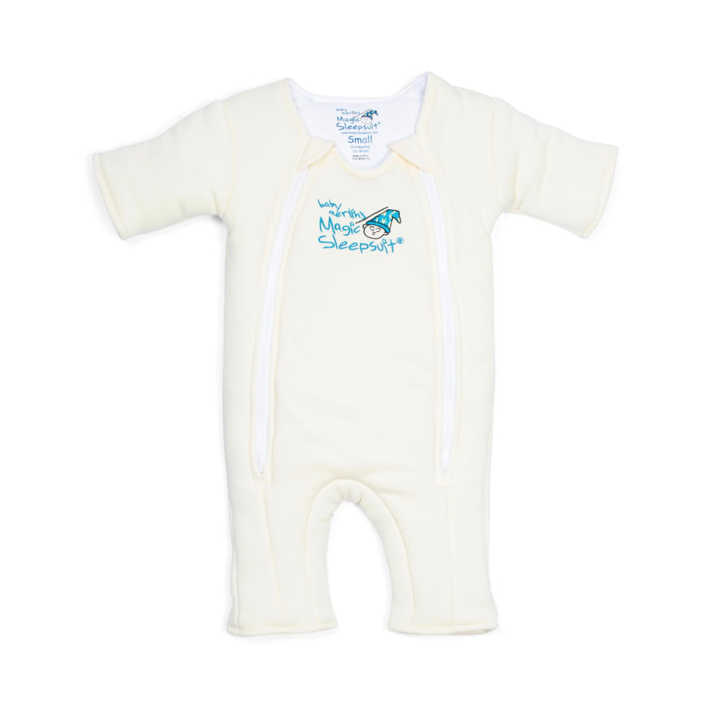 Magic Sleepsuit Baby Merlin's Microfleece Baby Swaddle Transition Product - Soft and Cozy Design, Double Zipper for Easy Diaper Changes, Promotes Safe Sleep, 3-6 Months - Cream - Small 12-18lbs