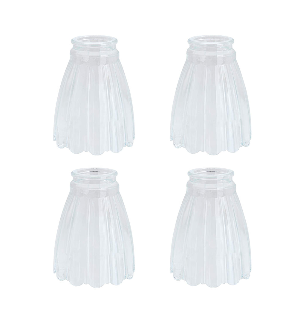 Aspen Creative 23056-4A Contemporary Clear Ceiling Fan Glass Shade.2-1/8"Fitter.Size:3-7/8"D x 4-7/8"H.4Pcs/Pack