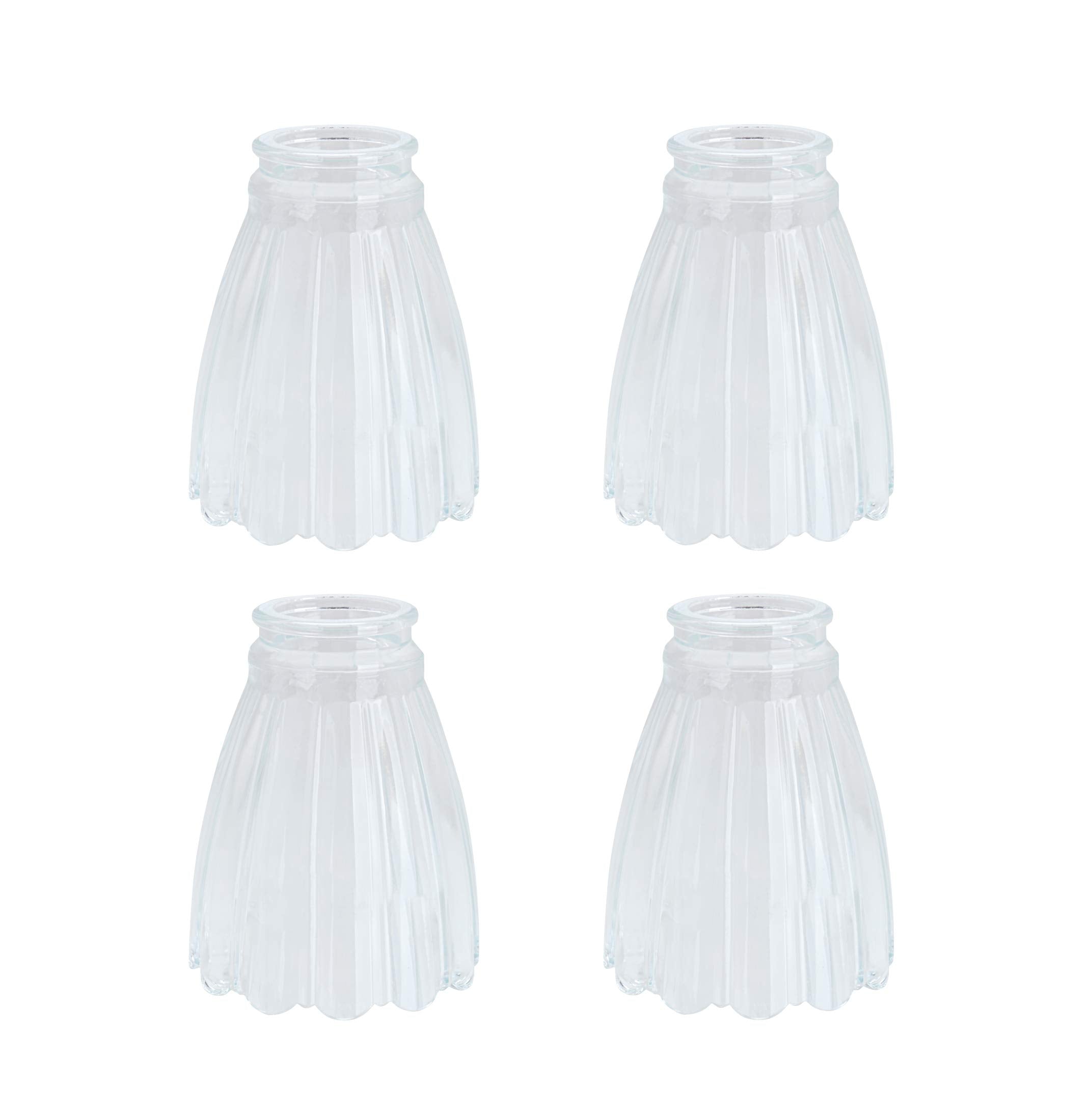 Aspen Creative 23056-4A Contemporary Clear Ceiling Fan Glass Shade.2-1/8"Fitter.Size:3-7/8"D x 4-7/8"H.4Pcs/Pack