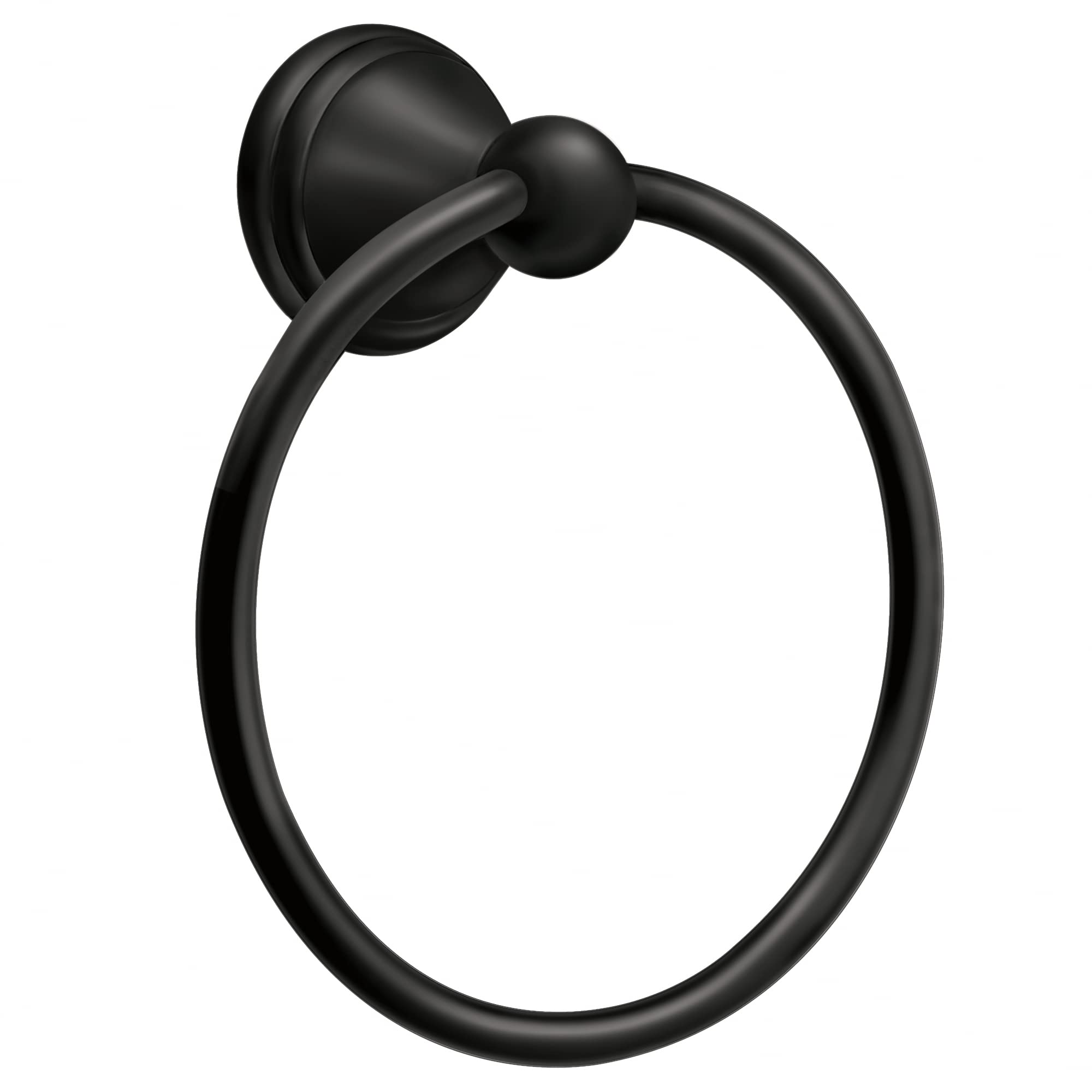 Moen Preston Matte Black 7-inch Bathroom Hand Towel Ring, Wall Mounted Hanger, DN8486BL