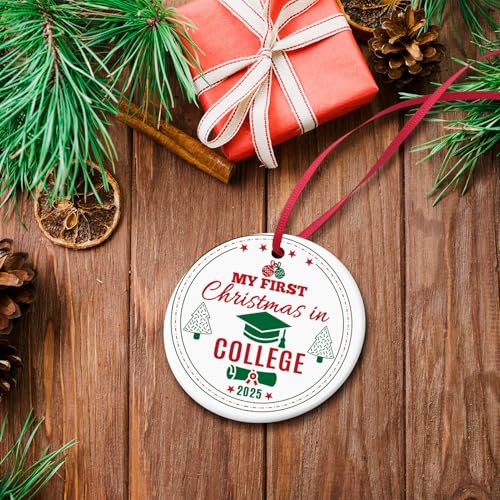 Ceramic College Freshman Year Christmas Ornament for Students