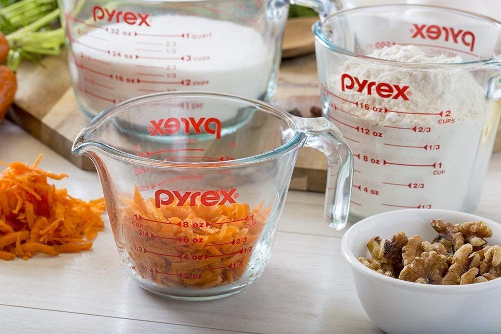 Pyrex Essentials Glass Measuring Cups Set - 3-Pack (1, 2 & 4 Cup) | Oven, Dishwasher & Microwave Safe
