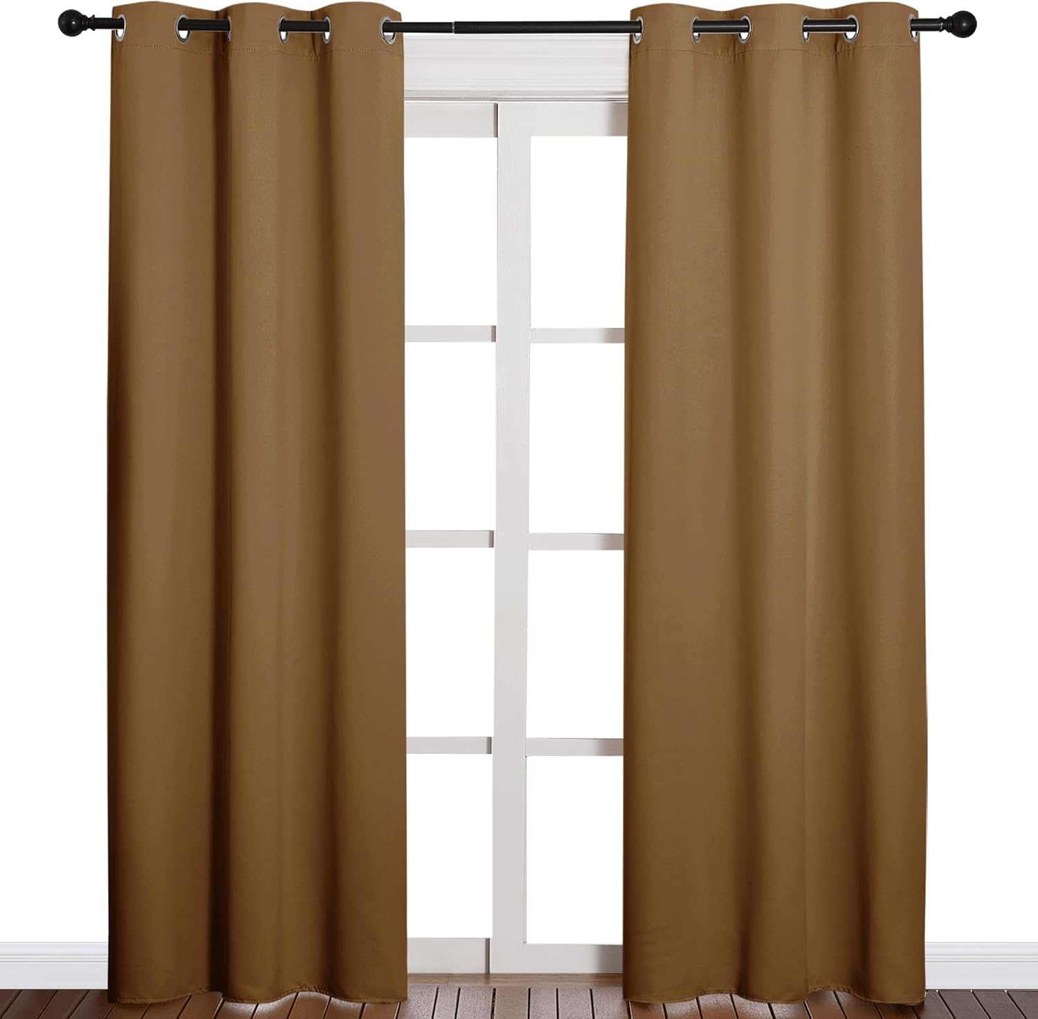 NICETOWN Blackout Curtains - Noise Reducing & Draft Blocking | 84-Inch Length, 2 Panels in Gold Brown