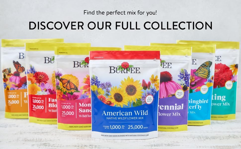 Burpee Wildflower Seeds - 25,000 Bulk Non-GMO Flower Seeds for Pollinator Garden | 18 Varieties
