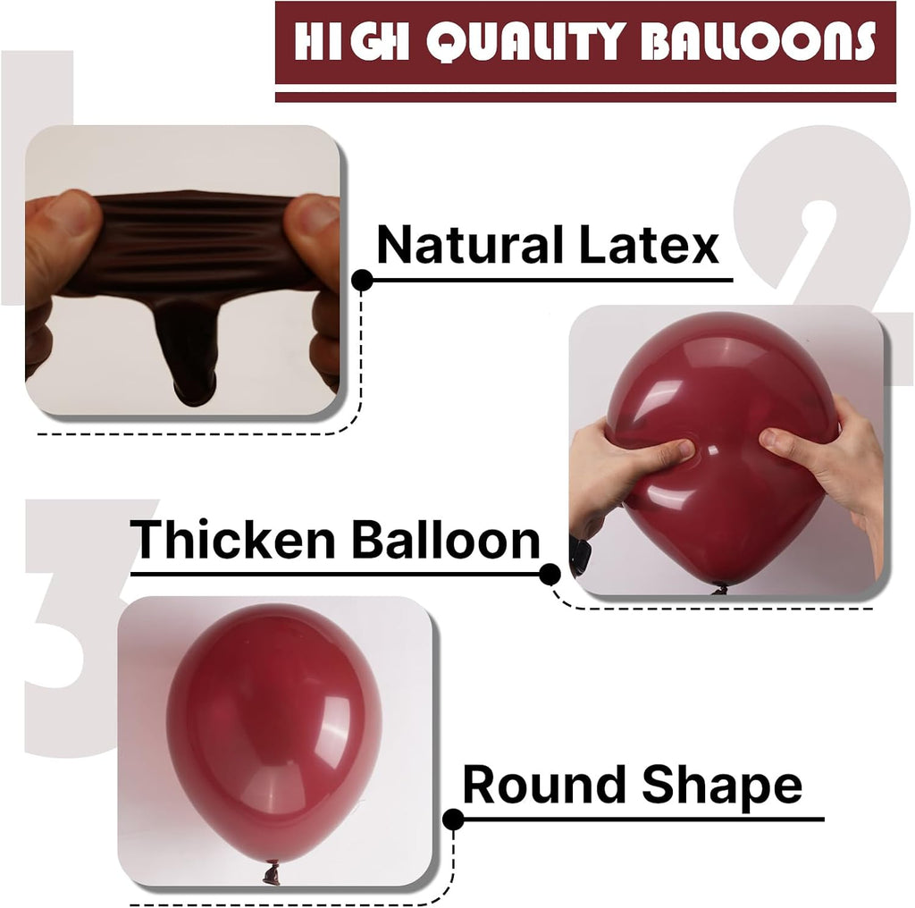PartyWoo Burgundy Balloons - 100pcs 12 Inch Dark Chestnut Red for Graduation & Events
