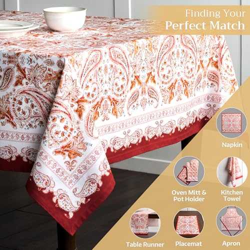 Orient Square Table Cloth 60x60 Inch Reusable Cotton Holiday Decor
