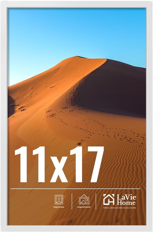 LaVie Home 11x17 Picture Frame - Classic Wall Display with HD Plexiglas | Vertical & Horizontal Use