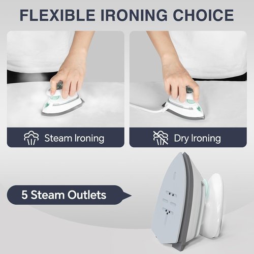 Beautural Mini Travel Steam Iron - Dual Voltage, Temperature Control, Non-Stick Soleplate | Perfect for Sewing & Quilting