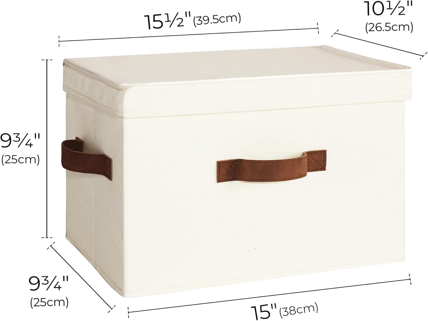 StorageWorks Fabric Storage Bins - Stackable Decorative Boxes with Lids | Large Ivory White, 2-Pack