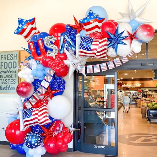 Patriotic 4th of July Balloon Set - USA Letter & Star Balloons