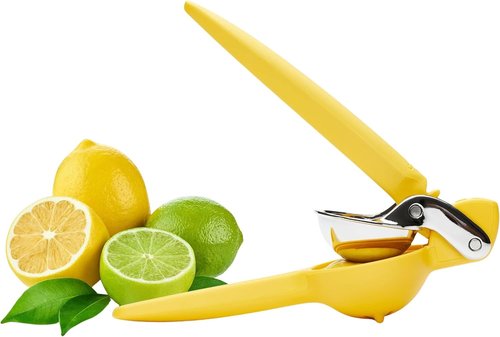 Chef'n FreshForce Lemon Squeezer - Manual Citrus Juicer with Dual-Gear Power for Maximum Juice Extraction - Durable Yellow