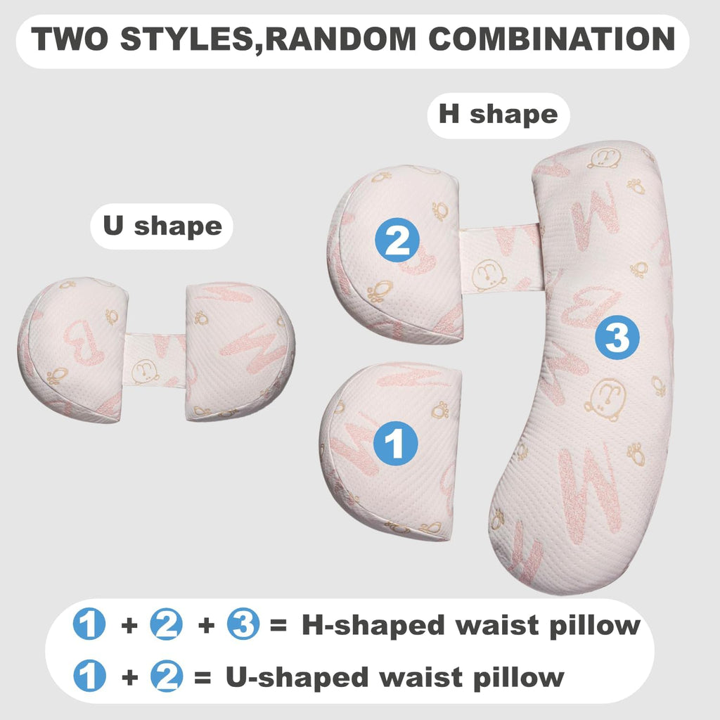 Pregnancy Pillow - Adjustable Maternity Support for Back & Belly | Soft Multi-Use Body Pillow