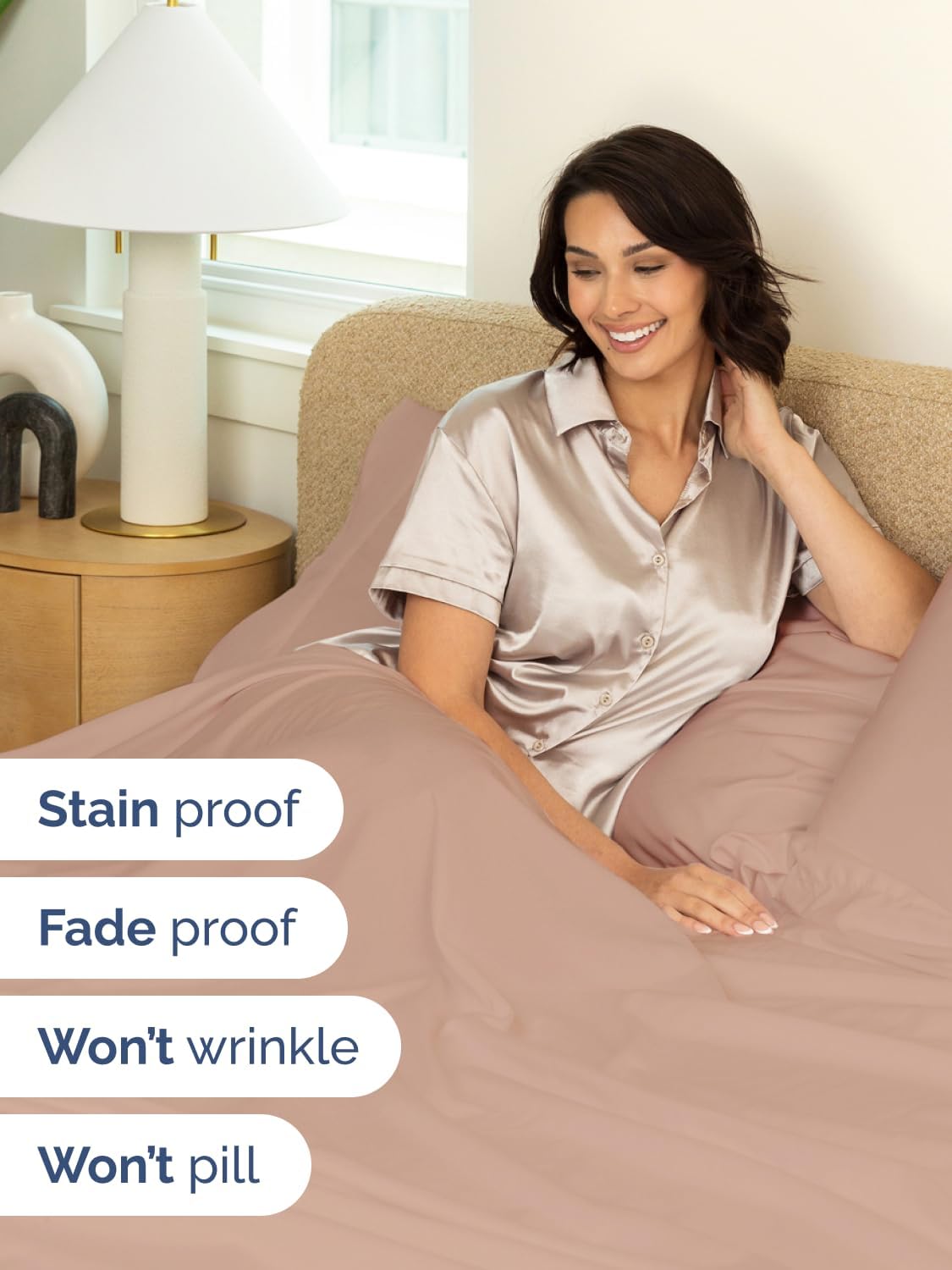 Skiennix Extra Deep Cal King Sheet Set - 6 Piece Breathable Cooling Bedding - Soft Wrinkle-Free Mauve