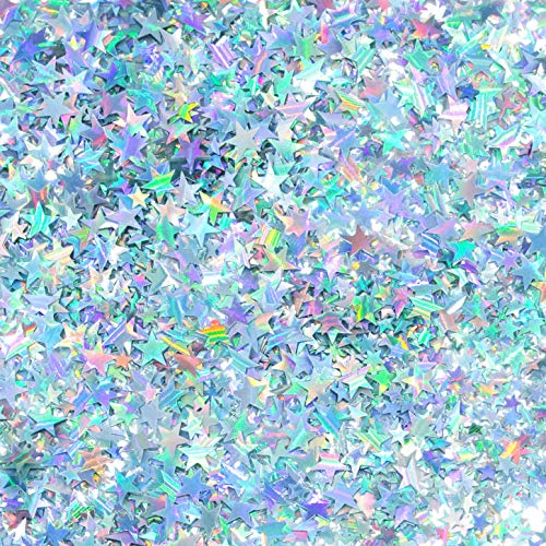 Silver Twinkle Stars Confetti - 60g Metallic Table Decoration