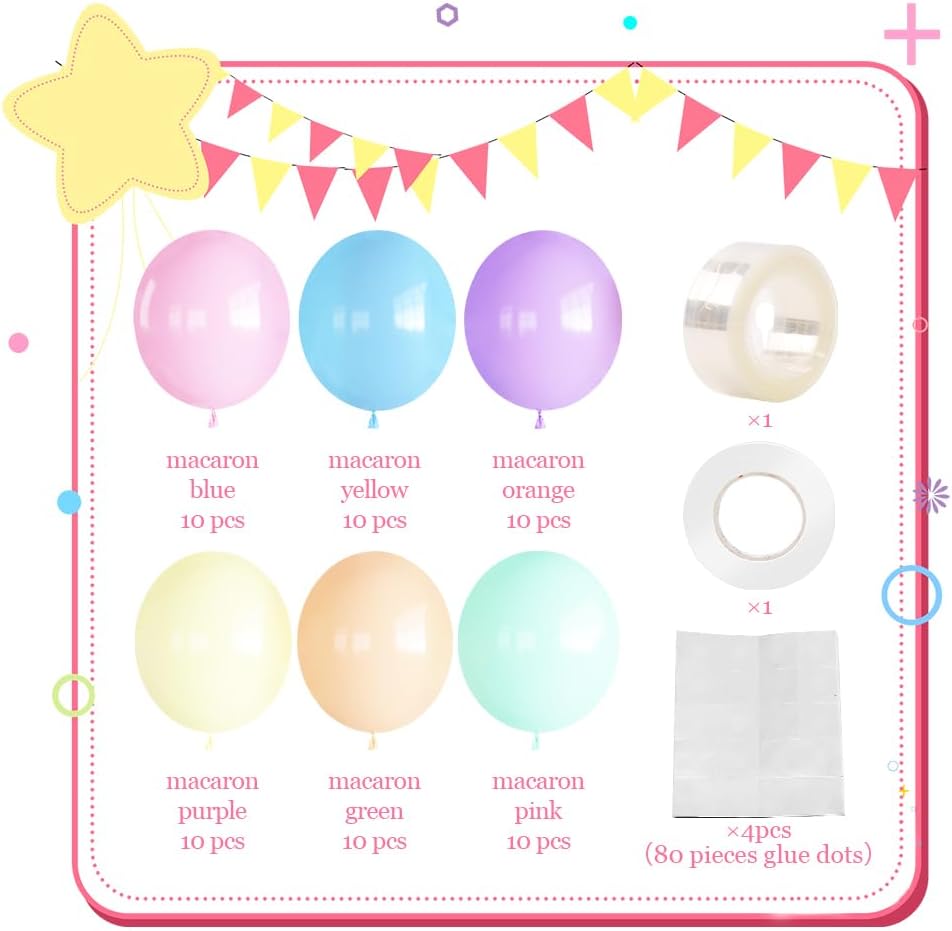 Pastel Balloons - 12 Inch Assorted Rainbow Balloons | 60 Pcs for Easter, Baby Showers & Parties