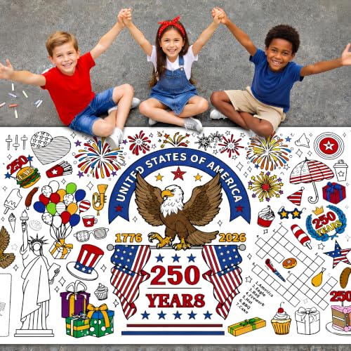 4th of July Giant Coloring Tablecloth - 30x72 Inch Patriotic Decor