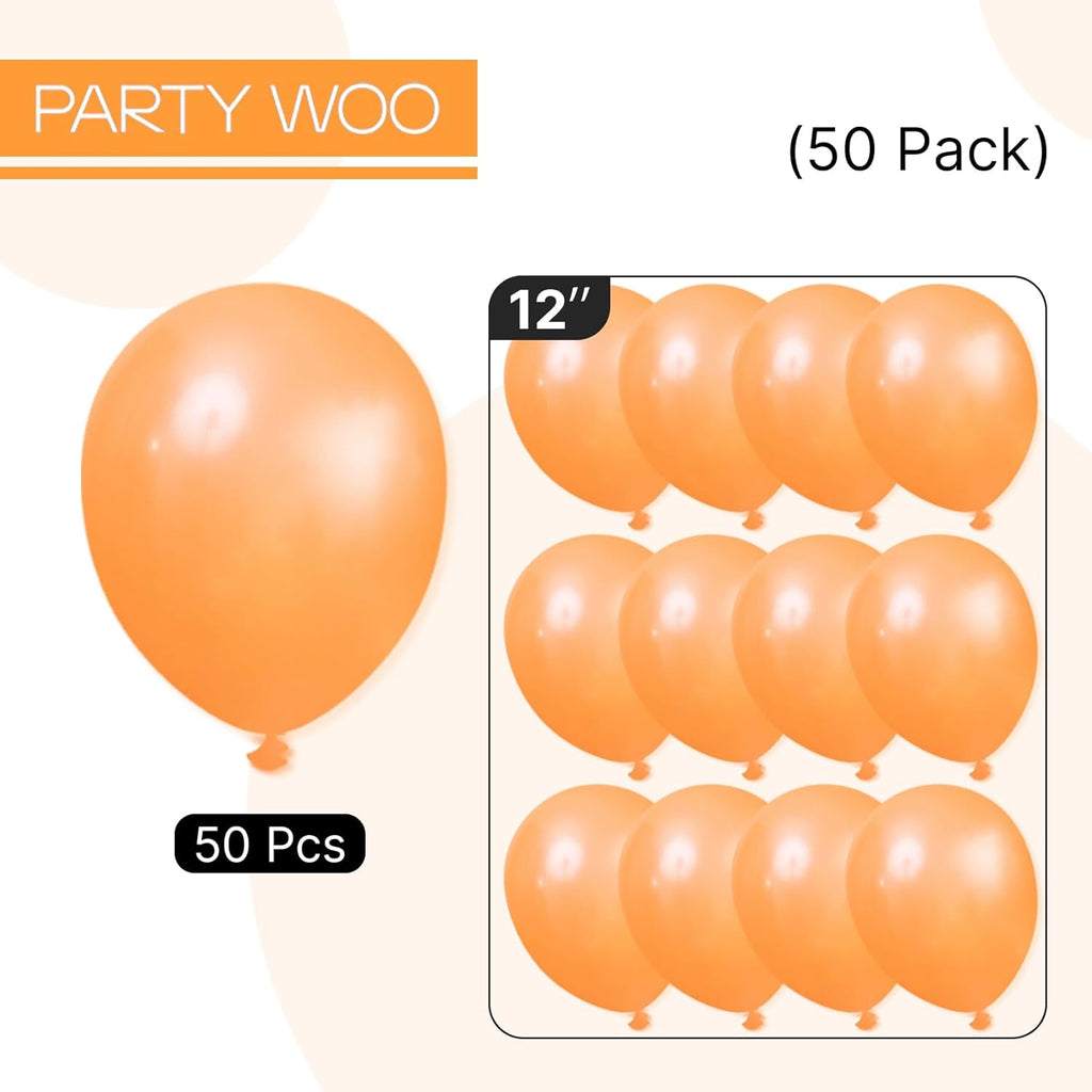 PartyWoo Pearl Orange Balloons - 50pcs 12 Inch Latex Balloons for Fall Celebrations & Events