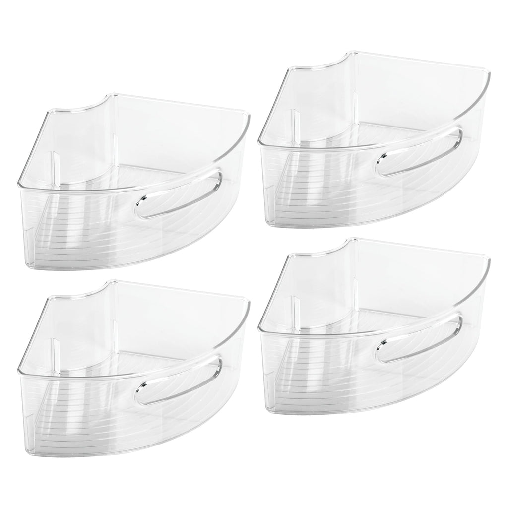 iDesign Plastic Lazy Susan Cabinet Storage Bin, 1/4 Wedge Container for Kitchen, Pantry, Counter, BPA-Free, 12.5 in x 6.75in x 4in Set of 4, Clear