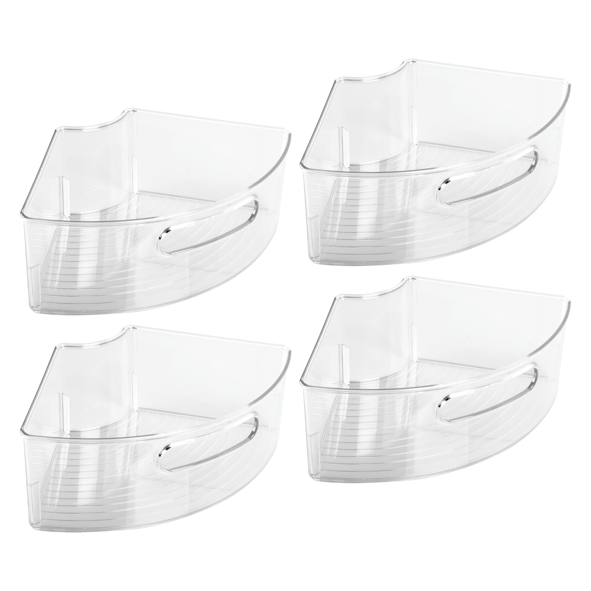iDesign Plastic Lazy Susan Cabinet Storage Bin, 1/4 Wedge Container for Kitchen, Pantry, Counter, BPA-Free, 12.5 in x 6.75in x 4in Set of 4, Clear