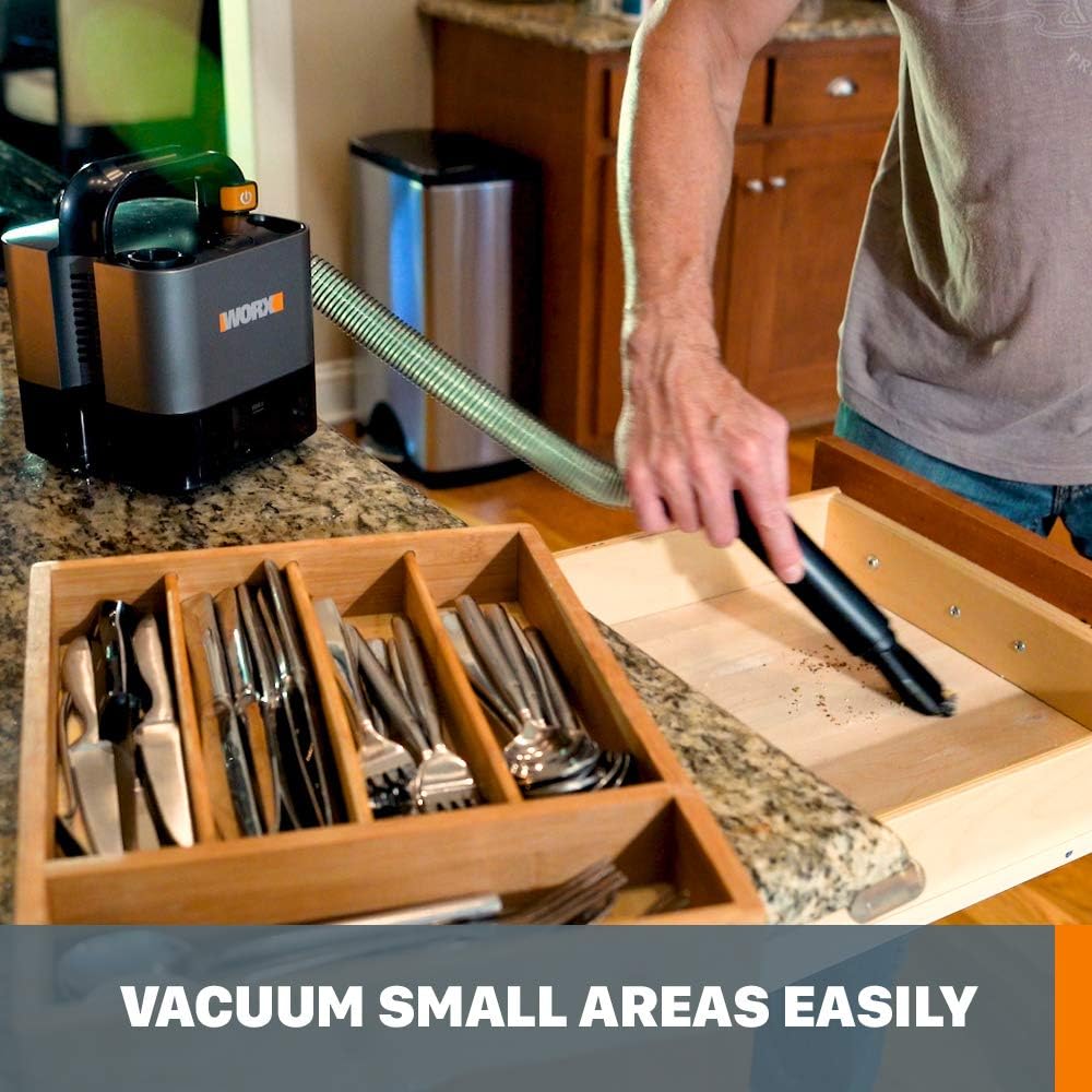WORX WX030L 20V Cordless Cube Vacuum - Compact & Lightweight Design, Sleek Black Finish