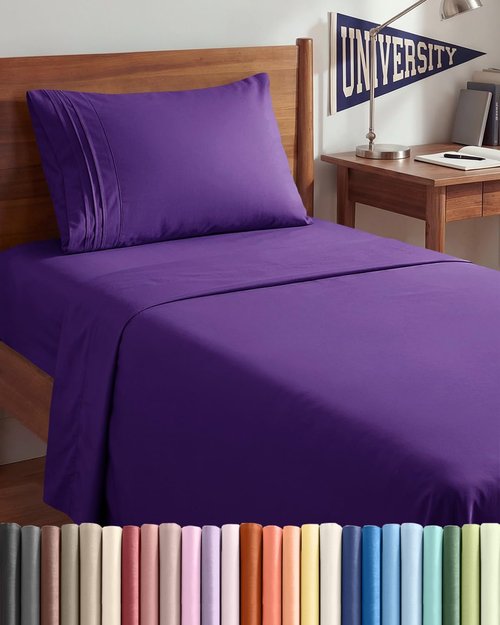 Comfy Twin XL Sheet Set by [Brand Name] - Breathable Cooling Bedding | Ultra-Soft, Deep Pockets, Wrinkle-Free - Purple