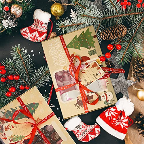 12 Pack Christmas Cookie Gift Boxes with Window and Ribbons - Small