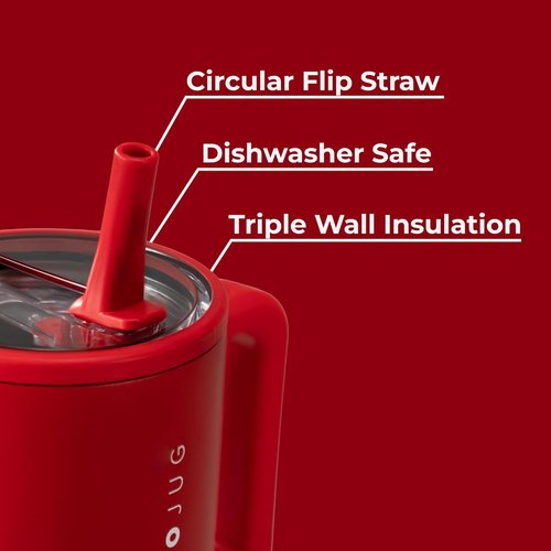 HydroJug Traveler - 40 Oz Insulated Water Bottle with Handle & Flip Straw - Leak Resistant, Fits Cup Holder | Alumni Red