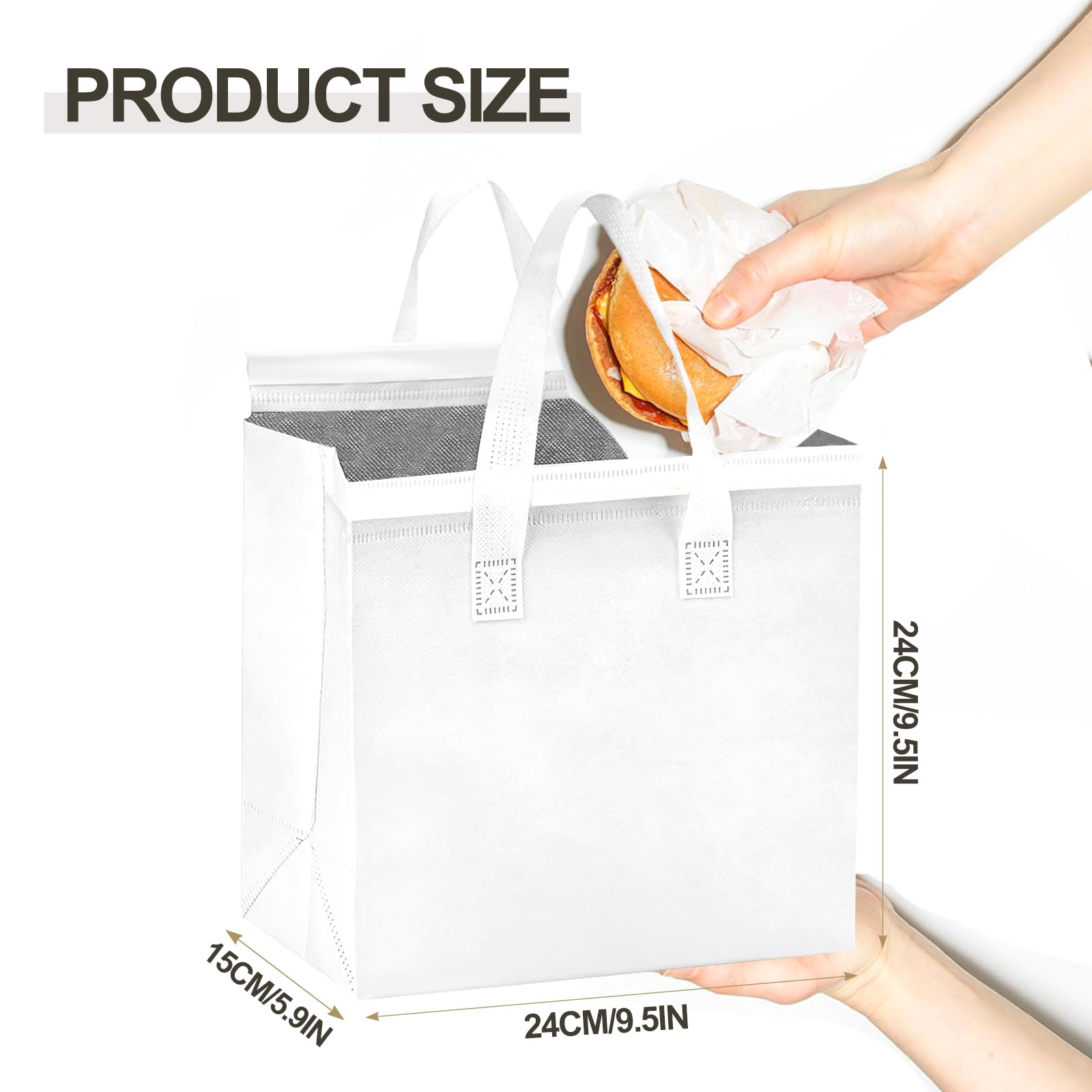 SAMORADREA 120 Pcs Insulated Take Out Bags Bulk in Thermal Insulation Lunch Bag for Hot Cold Food Coffee Milk Tea BBQ or Wedding Birthday Catering Restaurant Grocery Picnic Donation Gift Bag