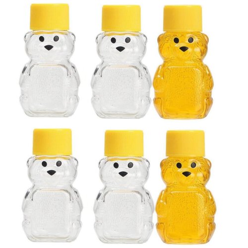 Cufarys 6 Pack Honey Bear Bottle 2oz Bear Shape Clear Empty Honey Bottles Honey Jar with Screw Lid,Plastic Mini Honey Jars Party Favors for Storing and Dispensing (6)