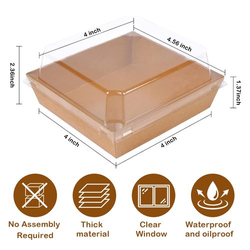 IFUCTYE 50 Pack Charcuterie Boxes with Clear Lids - Small Charcuterie Boxe 4 Inch Dessert Boxes for Presenting and Transporting an Assortment of Slice Cakes, Strawberries and Other Delicacies