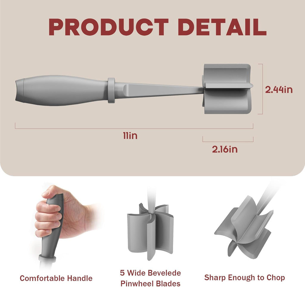 Meat Chopper by Premium | Heat Resistant Hamburger Grinder & Smasher for Ground Beef - Grey