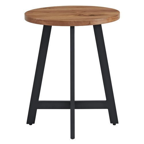 Lavish Home End Table - Industrial Side Table with MDF Top and Metal Frame - Round Table for Living Room, Bedroom, Hallway, or Dorm Room (Walnut)
