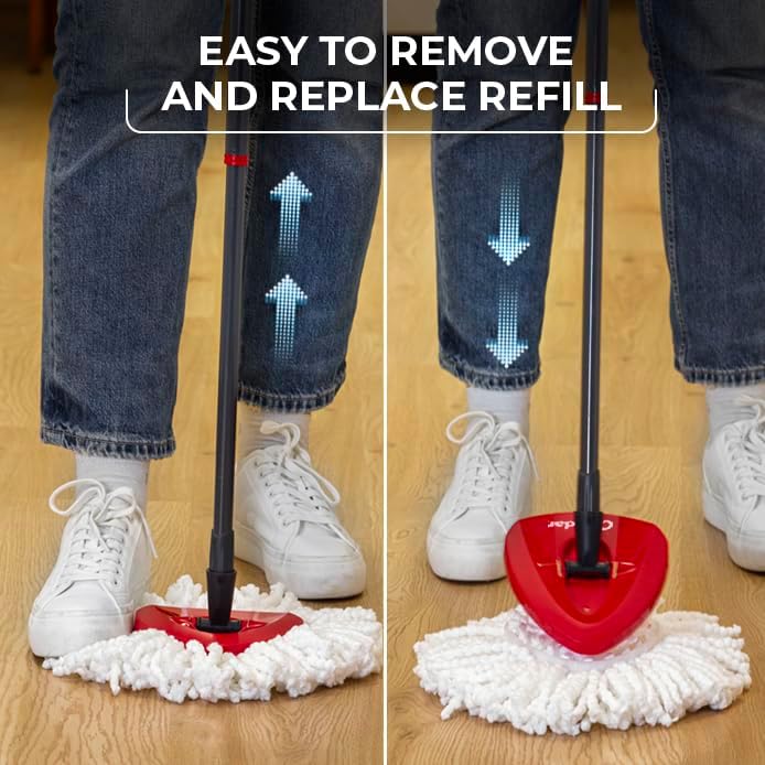 O-Cedar EasyWring Microfiber Spin Mop - Efficient Floor Cleaning System | Red & Gray Standard Size